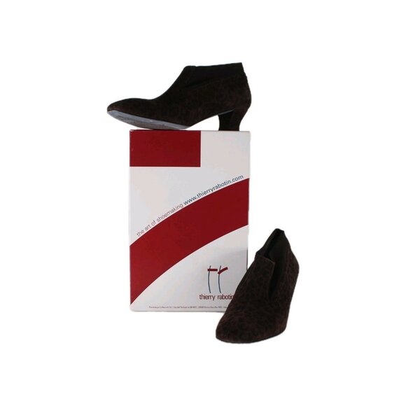 Thierry Rabotin Booties Rena Sz 38.5 Brown Animal Print 2" Ankle Booties - Picture 1 of 13